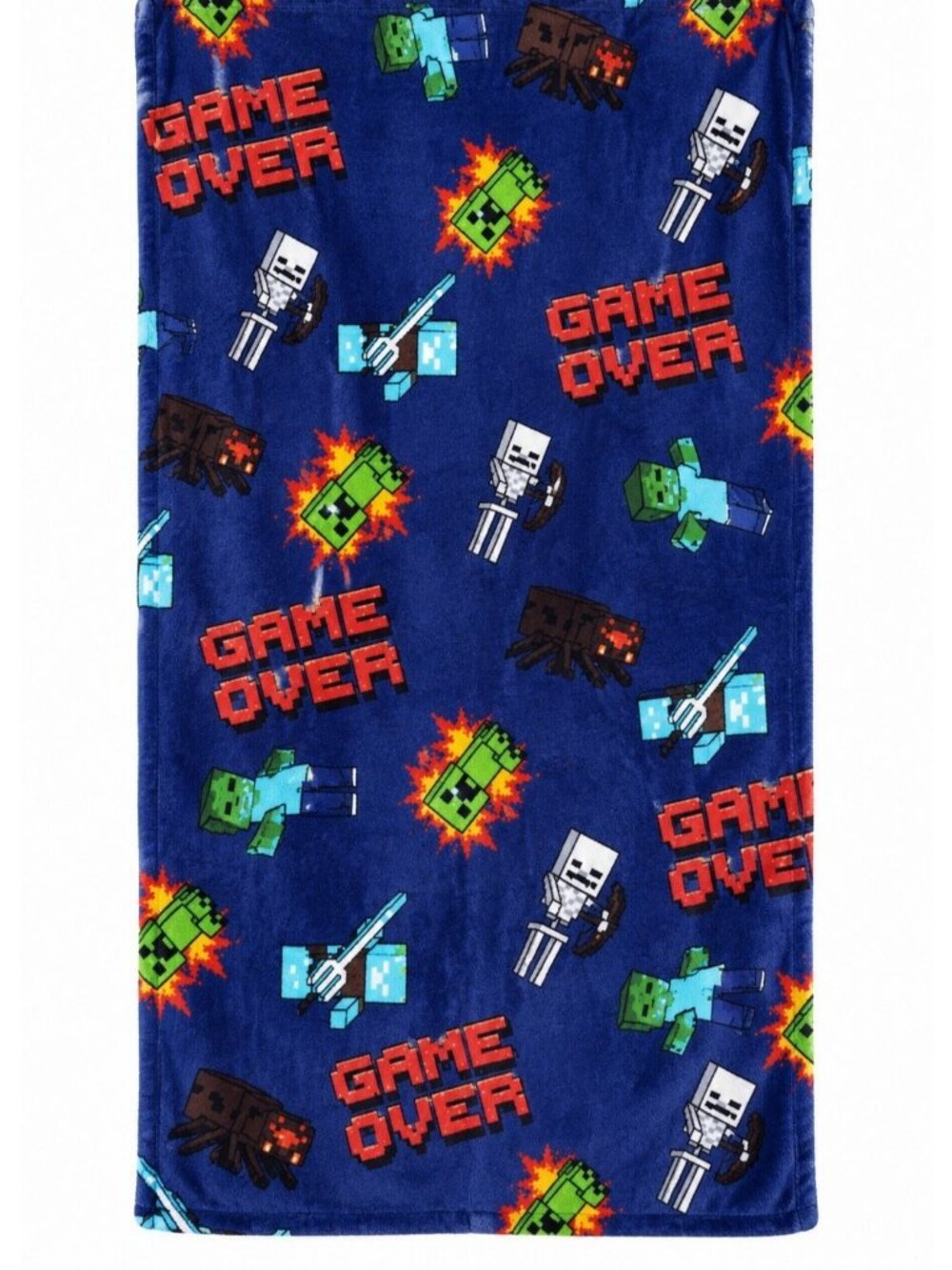 Minecraft Game Over Plush Throw Blanket 50 x 70 Creeper Steve Alex New